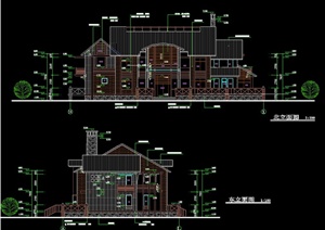 某两层坡屋顶别墅建筑设计CAD方案图