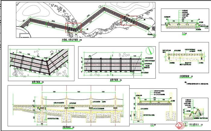 景观木桥、木栈道设计CAD施工图(2)