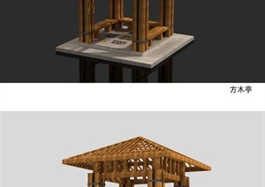 中式木方亭设计CAD施工图