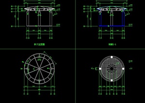 圆形玻璃顶亭设计CAD施工图
