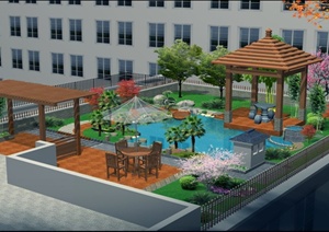 屋顶花园景观设计3DMAX模型（带效果图）