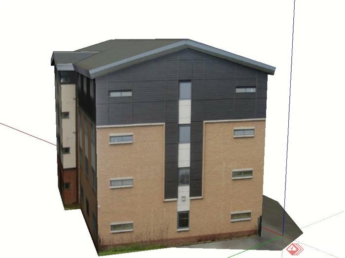 某四层小区住宅建筑设计SU模型(2)
