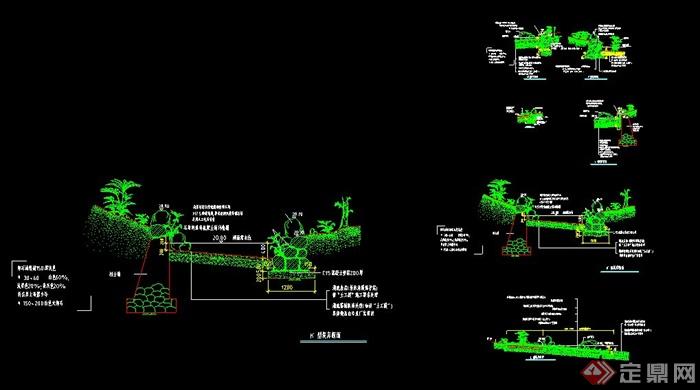 园林景观驳岸设计CAD断面施工图(1)