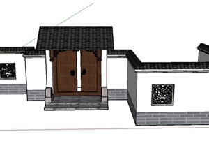 古典中式入口大门设计SU(草图大师)模型