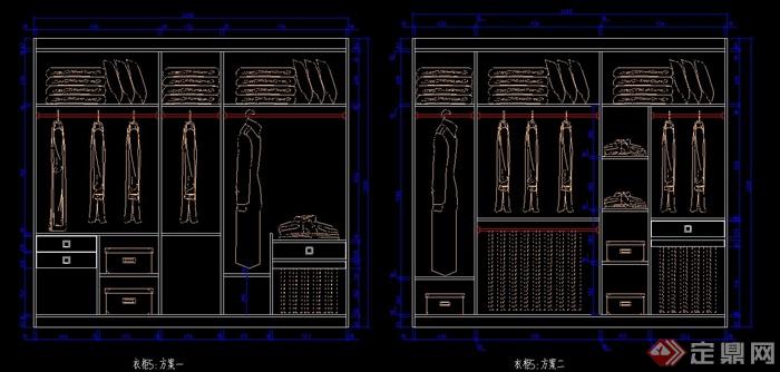 多款大衣柜设计cad方案图