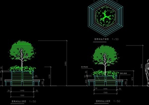 菱形树池坐凳设计CAD施工图