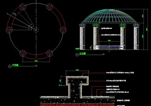 圆顶凉亭设计CAD施工图