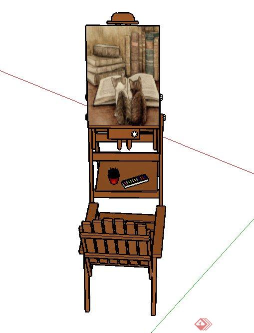 某木质画板与座椅设计SU模型(2)