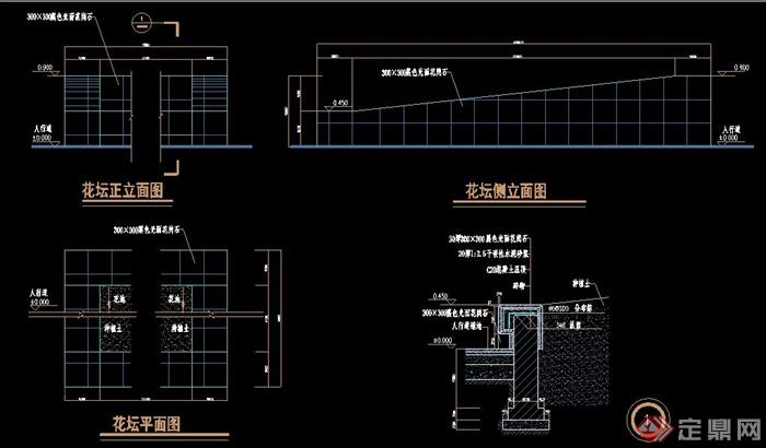 方形花坛设计cad施工图