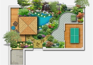 某现代风格庭院花园规划设计PSD平面图