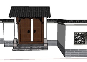 某古典中式入口大门设计SU(草图大师)模型