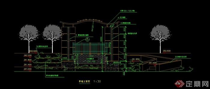 中式花池景墙设计CAD施工图(1)