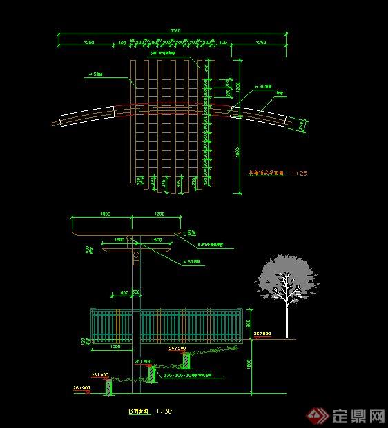 中式花池景墙设计CAD施工图(2)