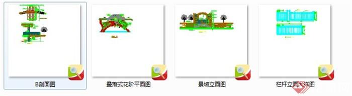 中式花池景墙设计CAD施工图(3)