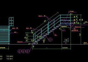 建筑构件钢梯与平台栏杆设计CAD施工图