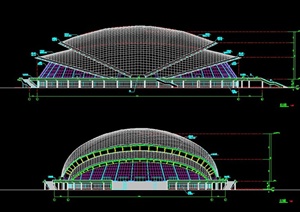 某是多层现代半圆形体育馆建筑设计CAD方案图