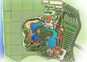 某湖泊休闲公园规划设计PS平面图