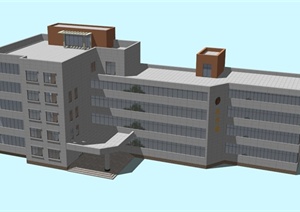 五层教学实验楼建筑设计SU(草图大师)模型