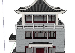 某两层仿古建筑设计SU(草图大师)模型