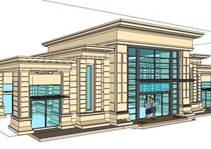 新古典风格售楼处建筑设计SU(草图大师)模型
