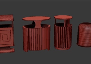 四款垃圾桶、消防栓3dmax模型