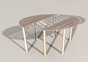现代风格椭圆形顶廊架3DMAX模型