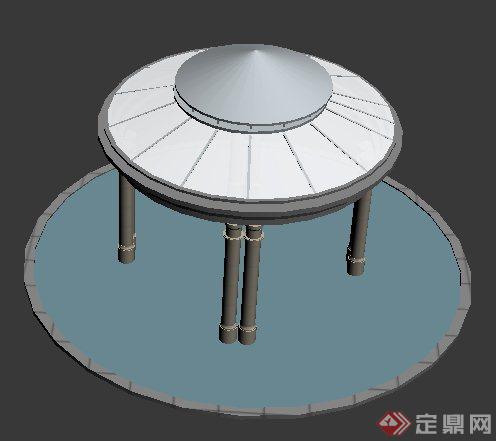 现代风格圆形景观凉亭3dmax模型(3)