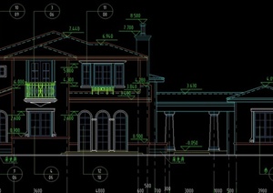 某两层现代风格带廊架别墅建筑设计CAD施工图
