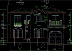 某两层现代风格坡顶屋别墅建筑设计CAD施工图