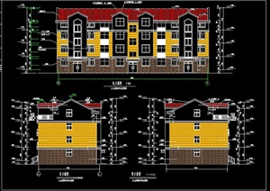 某四层联排现代风格住宅建筑设计CAD施工图