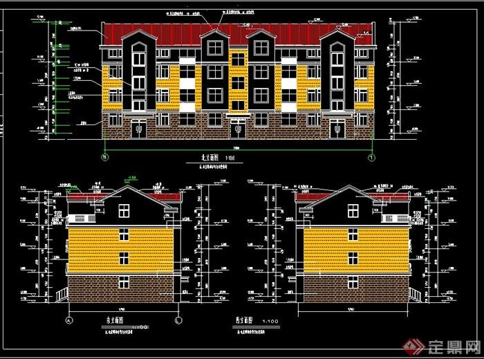 某四层联排现代风格住宅建筑设计CAD施工图(1)