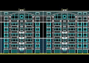 七层四拼住宅建筑设计CAD方案图