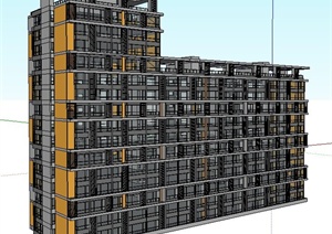 现代跃层住宅楼建筑设计SU(草图大师)模型