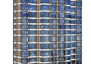 现代风格独栋高层公寓办公楼建筑设计SU(草图大师)模型