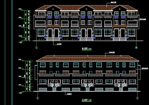 6套联排别墅建筑设计施工图