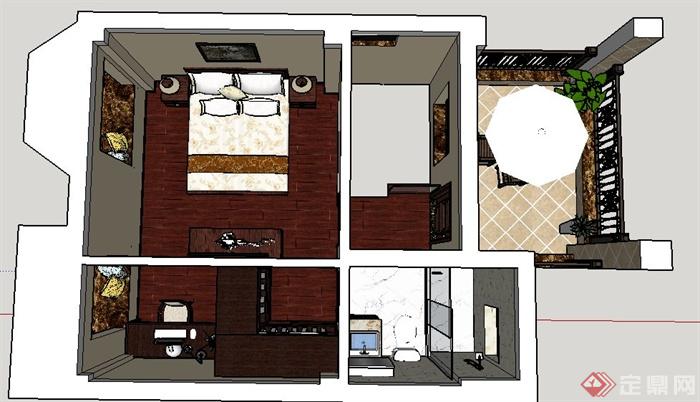 现代某三层别墅室内设计CAD施工图与SU模型（附带JPG效果图）(7)