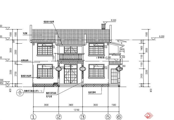 某两层乡村村民带阳台住宅建筑设计PDF施工图(4)