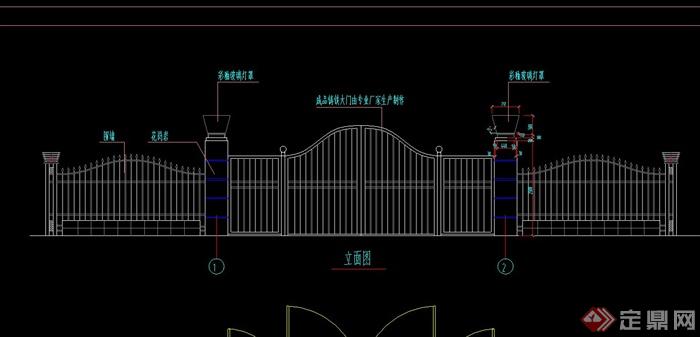 现代某铁艺围栏大门设计CAD施工图(1)