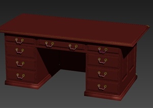 新中式办公桌设计3DMAX模型