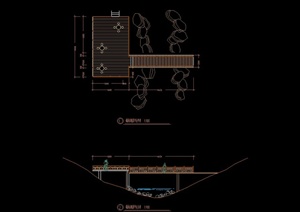 园林景观木桥与平台设计CAD大样图