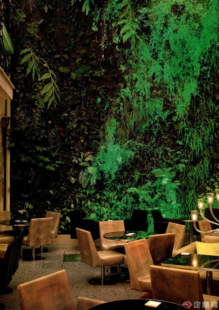 植物墙,垂直绿化,桌椅组合
