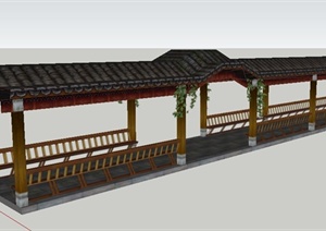 中式风格景观长廊SU(草图大师)模型
