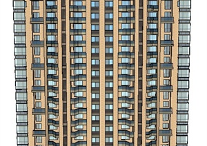 现代高层双拼公寓住宅楼建筑设计SU(草图大师)模型