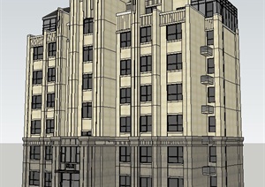 新古典风格七层住宅楼建筑设计SU(草图大师)模型