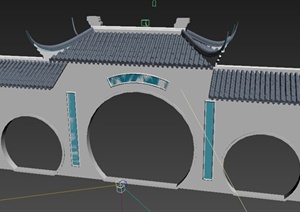 中式拱门景墙设计MAX模型