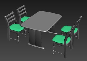 四座餐桌设计MAX模型