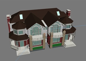 双层双拼别墅建筑设计MAX模型