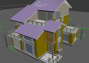 三层带露台别墅建筑设计3DMAX模型