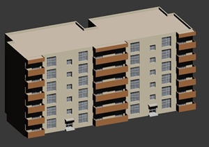 六层双拼住宅建筑设计3DMAX模型