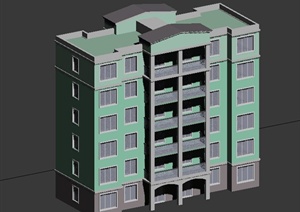 六层住宅建筑设计3DMAX模型